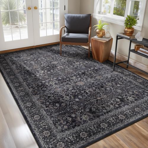Jainmy Dark 5x7 Area Rugs for Living Room Bedroom, Washable Non Slip Low Pile Thin...