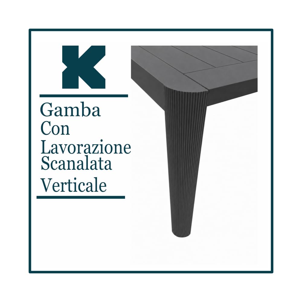 Tavolo Allungabile da Esterno Aliseo Antracite in Alluminio Verniciato a Polvere, Piano in Doghe, Apertura Telescopica, da Assemblare, 200/300 x 110 x 77,5 cm