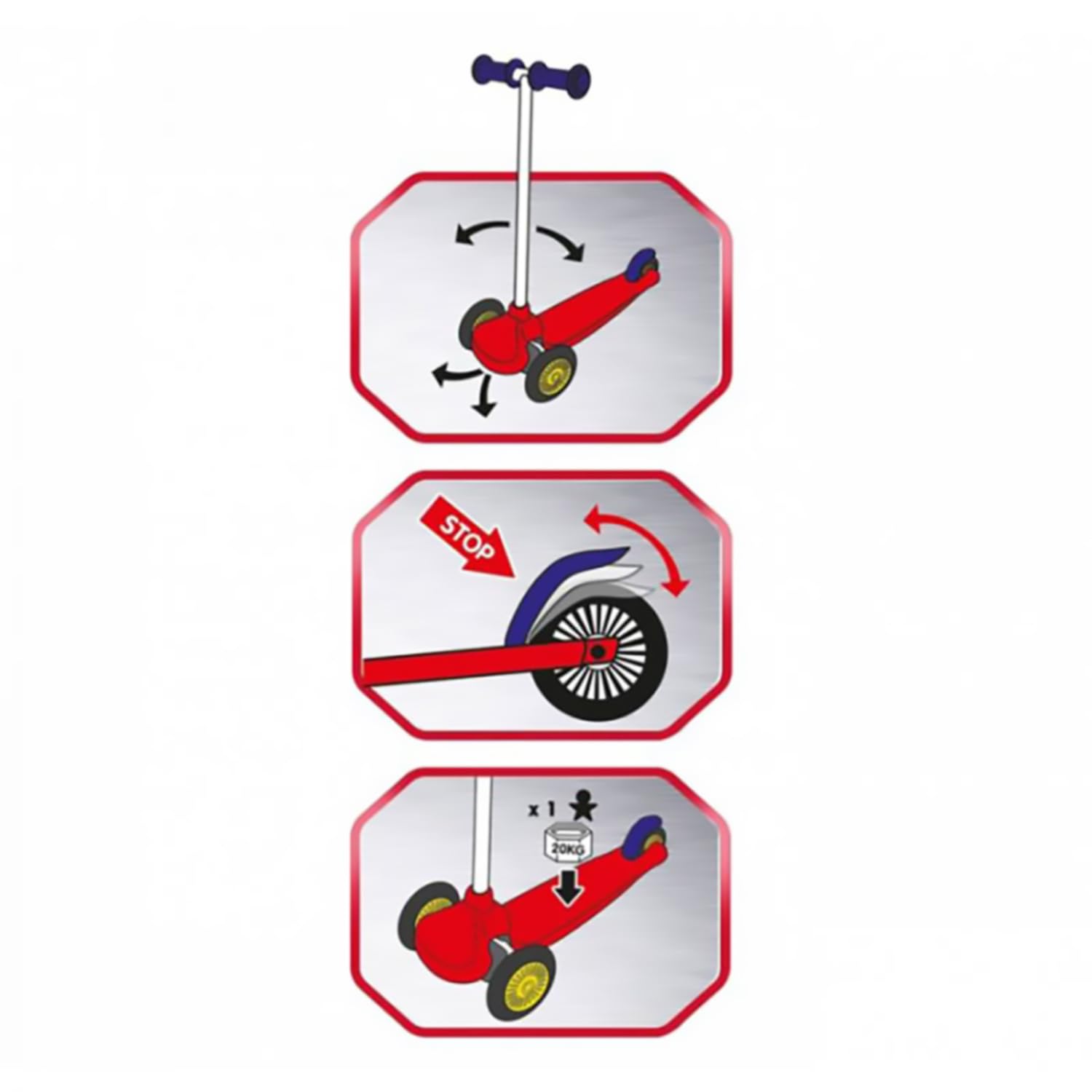 Smoby - monopattino 3 ruote twist Disney Cars, adatto dai 3 anni, portata 20 kg, 7600750205