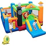 BOUNTECH Inflatable Bounce House, Large Bouncy House for Kids Indoor Outdoor w/3 Ball Pits, Durable Sewn and Extra Thick, 186x144x96 in Toddler Jumper Bounce House with Blower for Birthday Party Gifts