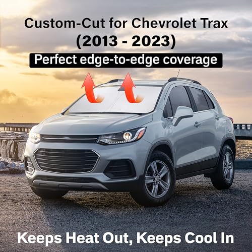 Image of EcoNour Windshield Sun Shade Compatible for Chevrolet Trax 2013-2023 | SUV Front Window Sunshade | Foldable Sun Visor Protector | Blocks UV Rays & Reduces Interior Heat