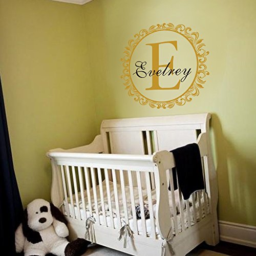 Custom Family Name Wall Decal Monogram Vinyl Decal Initial Name Wall Sticker circle Border Wall Decor Custom Name Wall Quote Nursery Room Art Decoration by WallsUp