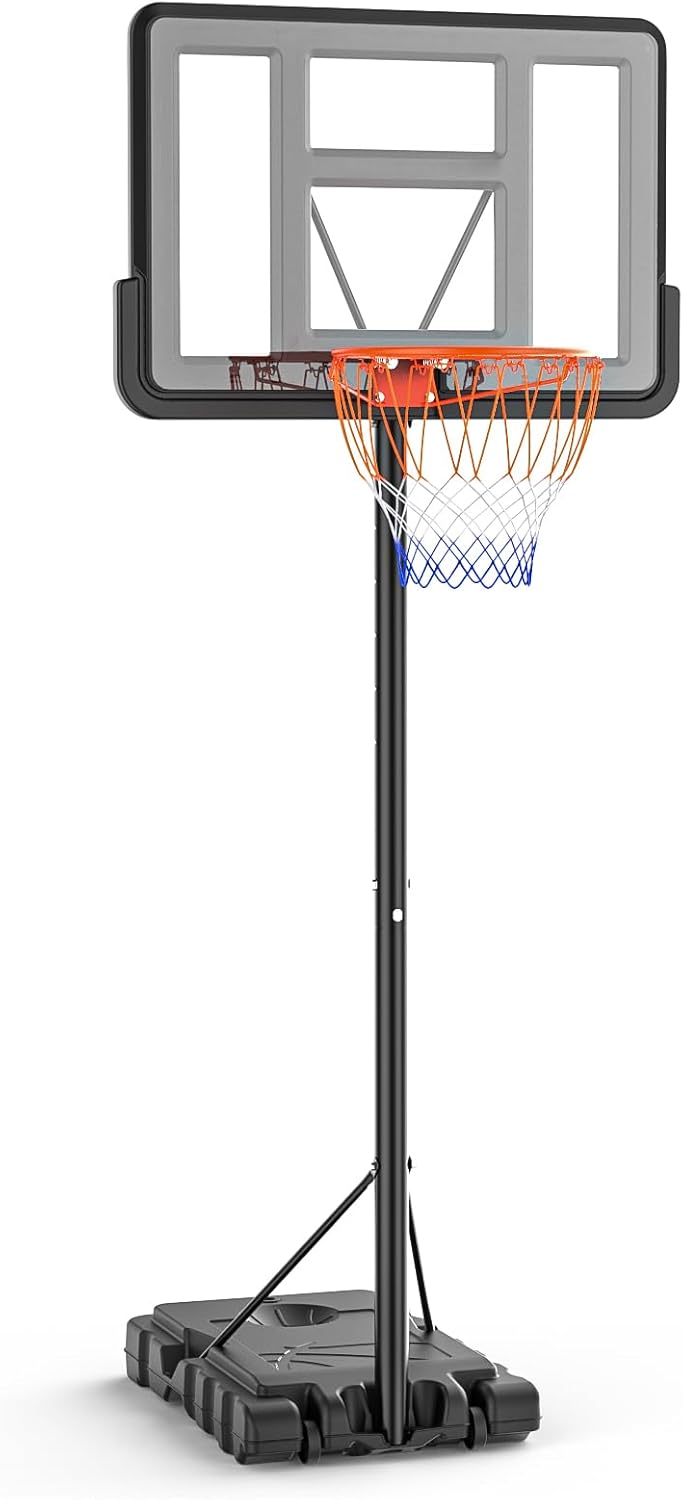 Geekman Basketball Hoop, 4.9-10ft Adjustable Height Mini Portable Basketball Hoop, 44 in Shatterproof Backboard Basketball Hoop & Goal for Kids, Adults, and Teenagers