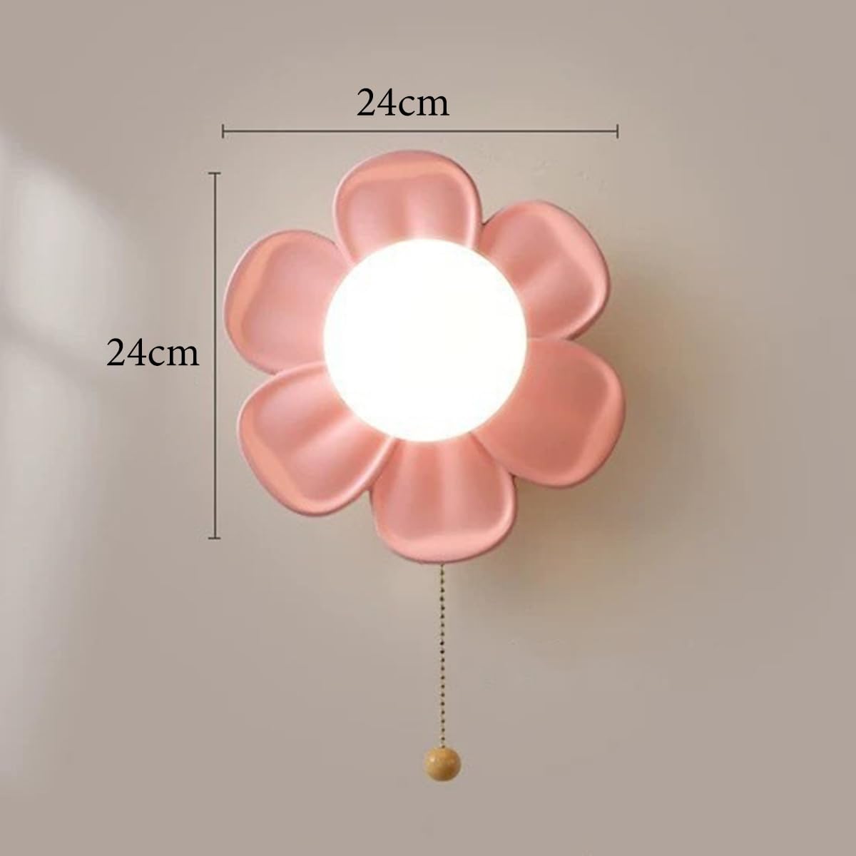 OOWOKS Wandleuchte Ohne Stromanschluss Kinder, 5200mAh Akku Wandleuchte Kinderzimmer LED Blume Wandlampe mit Schalter 3 Farbtemperaturen USB Aufladbar Nachttischlampe Kabellose Kinderlampe,Rosa