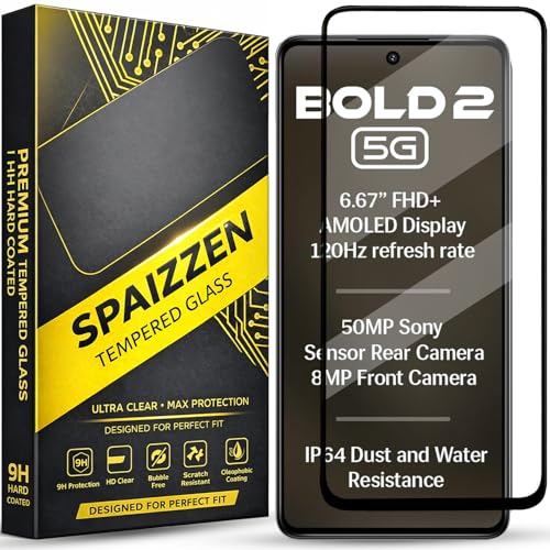 Image of Military-Grade Tempered Glass Screen Protector Compatible for Lava Bold 2 5G / Lava Bold 2 with Edge to Edge Coverage and Easy Self Installation kit