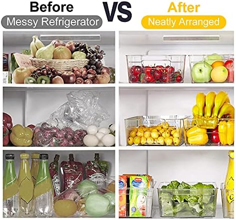 YooGun Fridge Organizers and Storage Bins, Multipurpose Kitchen Storage Containers, Clear Stackable Storage Boxes for Food Sorting in Refrigerators, Countertops Bathroom and Pantry (8 pcs)