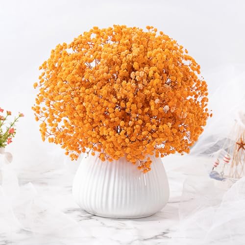 Ramo de flores secas Babys Breath 17 pulgadas naranja miniatura 5