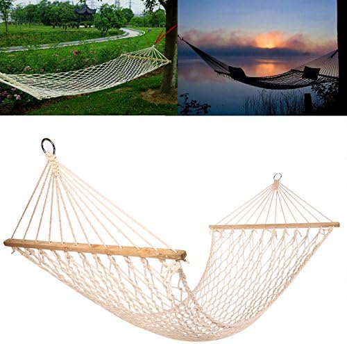 Homdox Outdoor Hammock Cotton Rope Net Bed Space Wide Hanging Swing Be