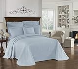 HISTORIC CHARLESTON King Charles Modern Farmhouse Floral Matelasse Bed Spread, Queen, Blue