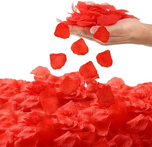 BBTO 200 Pieces Artificial Rose Petal 9 Pieces Heart Shape Candles Romantic Love Candle Tealight Candle Girl Scatter Petal for Wedding Valentine's Day Dinner Cake Decor Party Favor