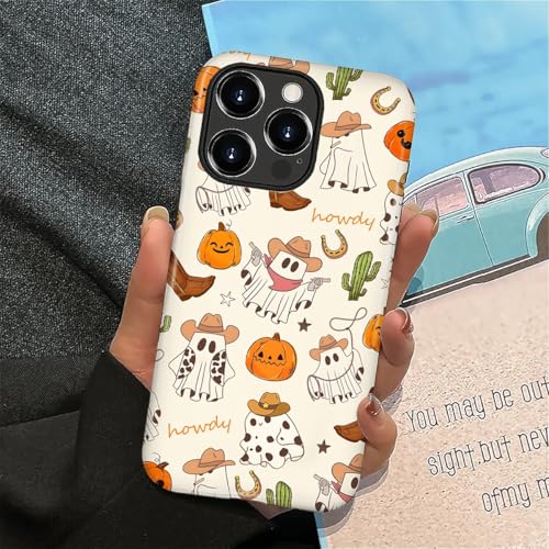 Flivro Case for iPhone 16 Pro, Hybrid Heavy Duty 2 in 1,PC Hard Shell & Silicone Inner Bumper, Anti-Scratch Full-Body Cover Shockproof Slim Design Case - Western Ghost Cowboy Halloween - image 4