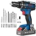 DYJPOW Trapano Avvitatore Batteria 21V, Avvitatore a Batteria con Batterie da 2.0Ah, 42N.m di Coppia, 2 Velocità, 18+1 Coppia, 22 Accessori, Luce a LED, Per il fai da te, in Casa e Giardino, Blu