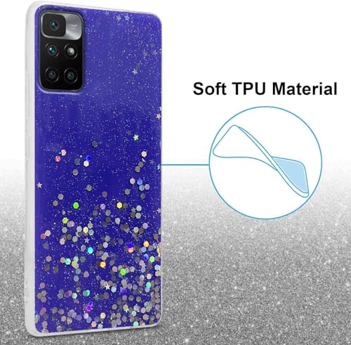 Image of VONZEE Bumper Back Cover for Redmi Note 11T 5G /Poco M4 Pro 5G Non Moving Glitter Stars Cover, for Women /Girls (TPU + Hard PC | Purple)