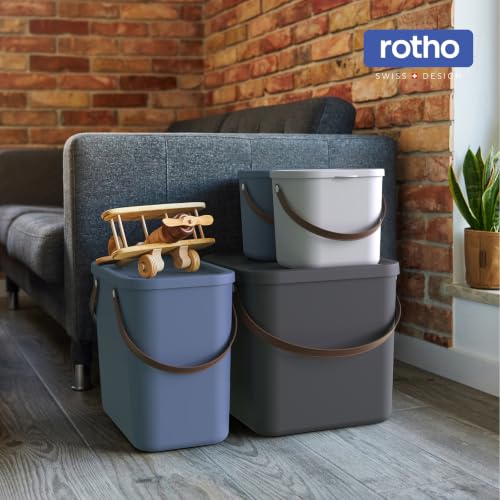 Rotho Albula Aufbewahrungsbox mit Deckel 25 L modular stapelbar Anthrazit