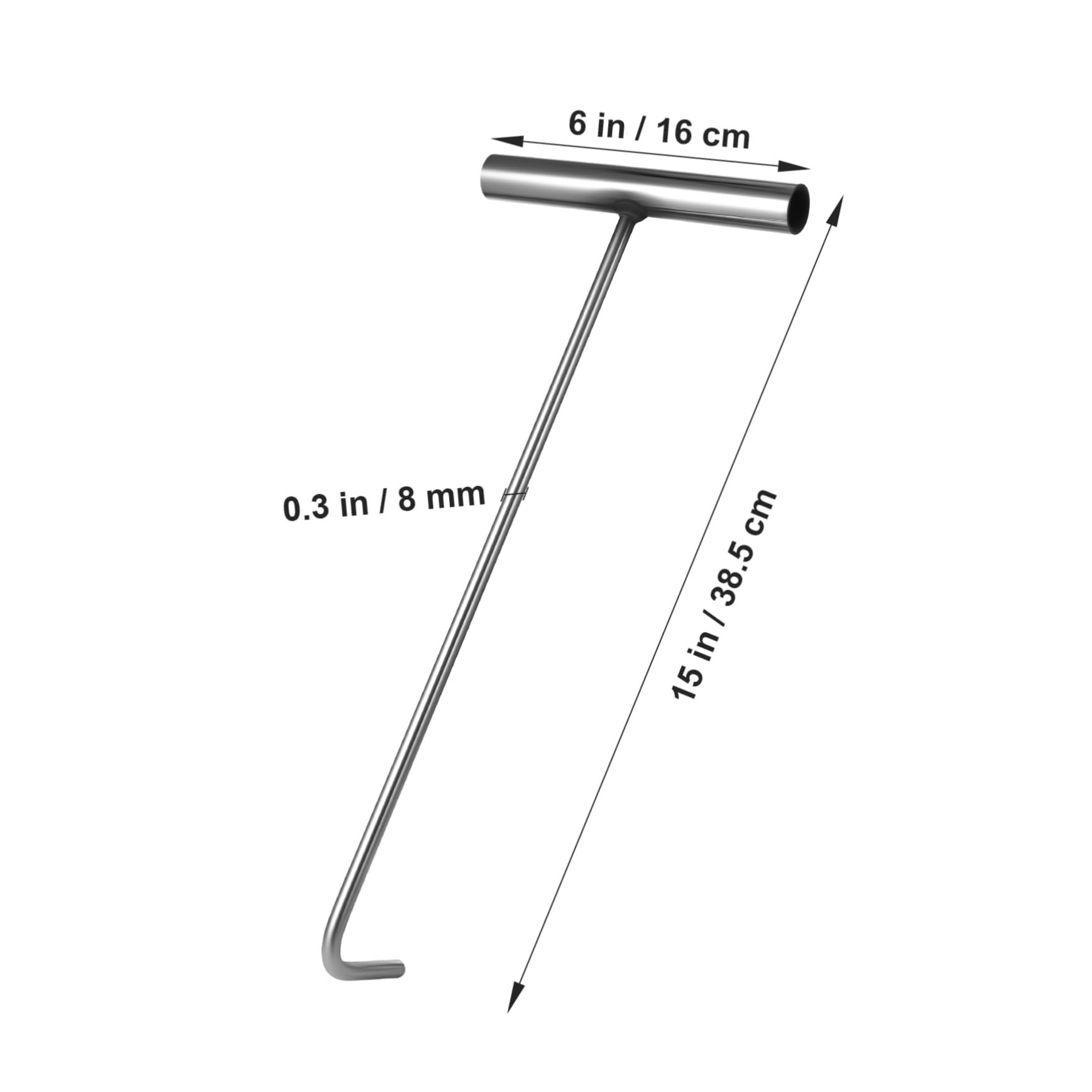 Garneck Heavy Duty T-Handle Manhole Cover Hook - Stainless Steel Manhole Hook Tool T Shape Manhole Puller for Lifting and Moving Metal Hook Tool 38cm 1Pc