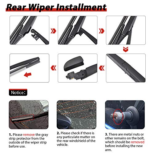 For Dodge Journey Vehicles, Rear Windshield Back Wiper Arm Blade Set - OTUAYAUTO Factory OEM Replacement 68040371AA