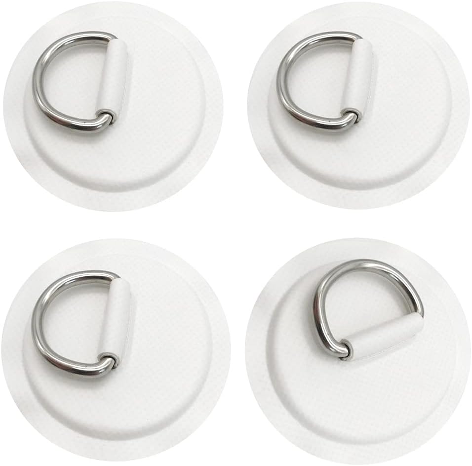 4 Pieces White Pad/Patch D Rings for PVC