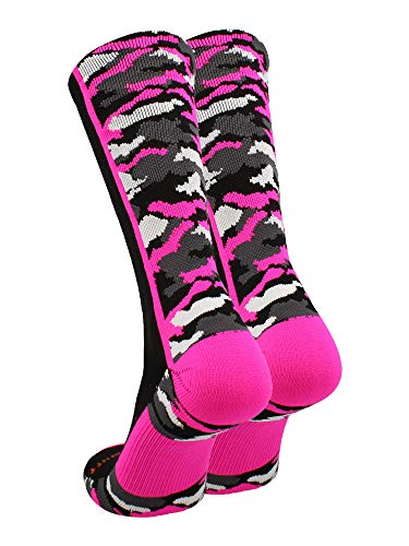 MadSportsStuff Pink Ribbon Breast Cancer Awareness Camo Crew Socks for Football Basketball Boys Girls Men Women Youth Adult2