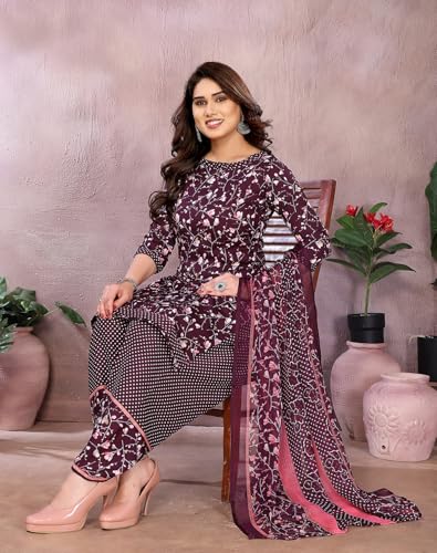Image of Priyashi Women Unstiched Crepe dress materials | Crepe Salwar Suit for women with dupatta | suit material for women unstitched