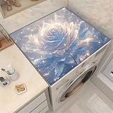 Highdi Tappetino Antiscivolo, Fiori Scintillanti Copri Lavatrice Coperchio Antipolvere Lavabile per Lavatrice Asciugatrice Tappetino Antiscivolo per Copertura Protezione (Rosa Blanca 2,40x60cm)