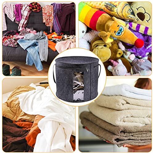 Hat Storage Box- 19" X 17.3" Foldable Felt Hat Box With Dustproof Lid For Beach Cowboy Hat- Large Round Hat Organizer Hat Boxes For Men Women Stuffed Animal Toy Clothes #TOP5