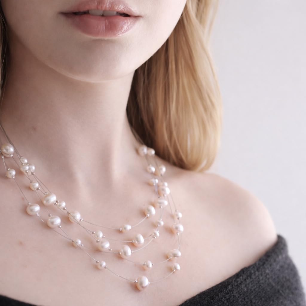 The Pearl Source Freshwater Pearl Necklace for Women, 6.0-6.5mm, White Cultured Pearl, AAA Grade, Sterling Silver, Classic Fine Jewelry Gift for Women