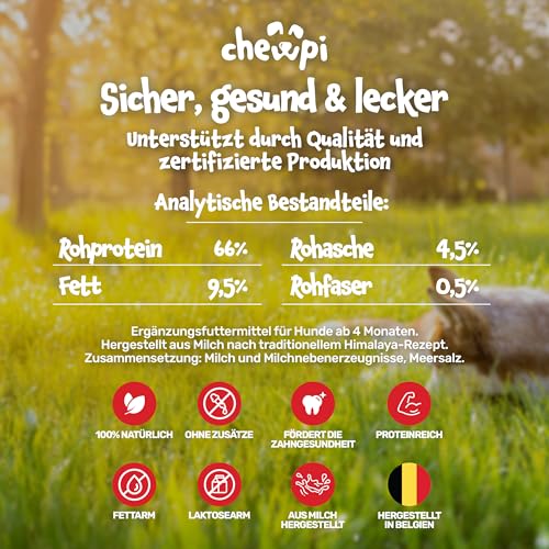 Kaukäse für Hunde L - 2er-Pack - 100% Natürliche Käsestangen für Hunde - Käseknochen Hund mit Langer Kauzeit - Unterstützt die Zahnpflege - Ideal für Starke Kauer - Chewpi