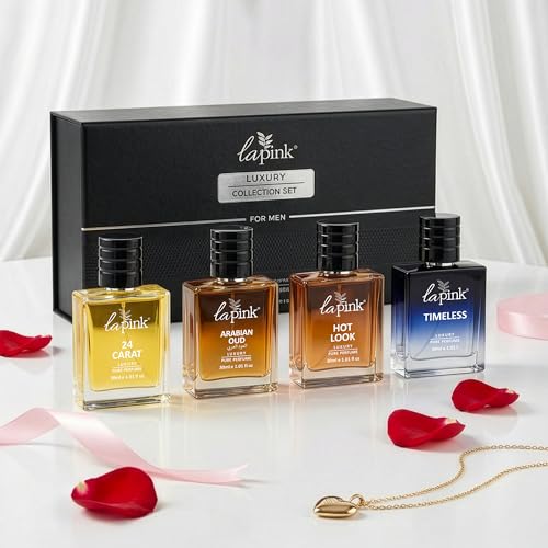 Image of La Pink Luxury French Pure Perfume Valentine Gift Set for Men 120ml | Long Lasting & Travel Friendly (30ml x 4) Perfume Set for Every Occasion