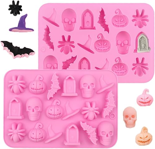 2 moldes de silicona para pasteles de Halloween, moldes de silicona para chocolate de Halloween, molde de silicona con forma de murciélago de