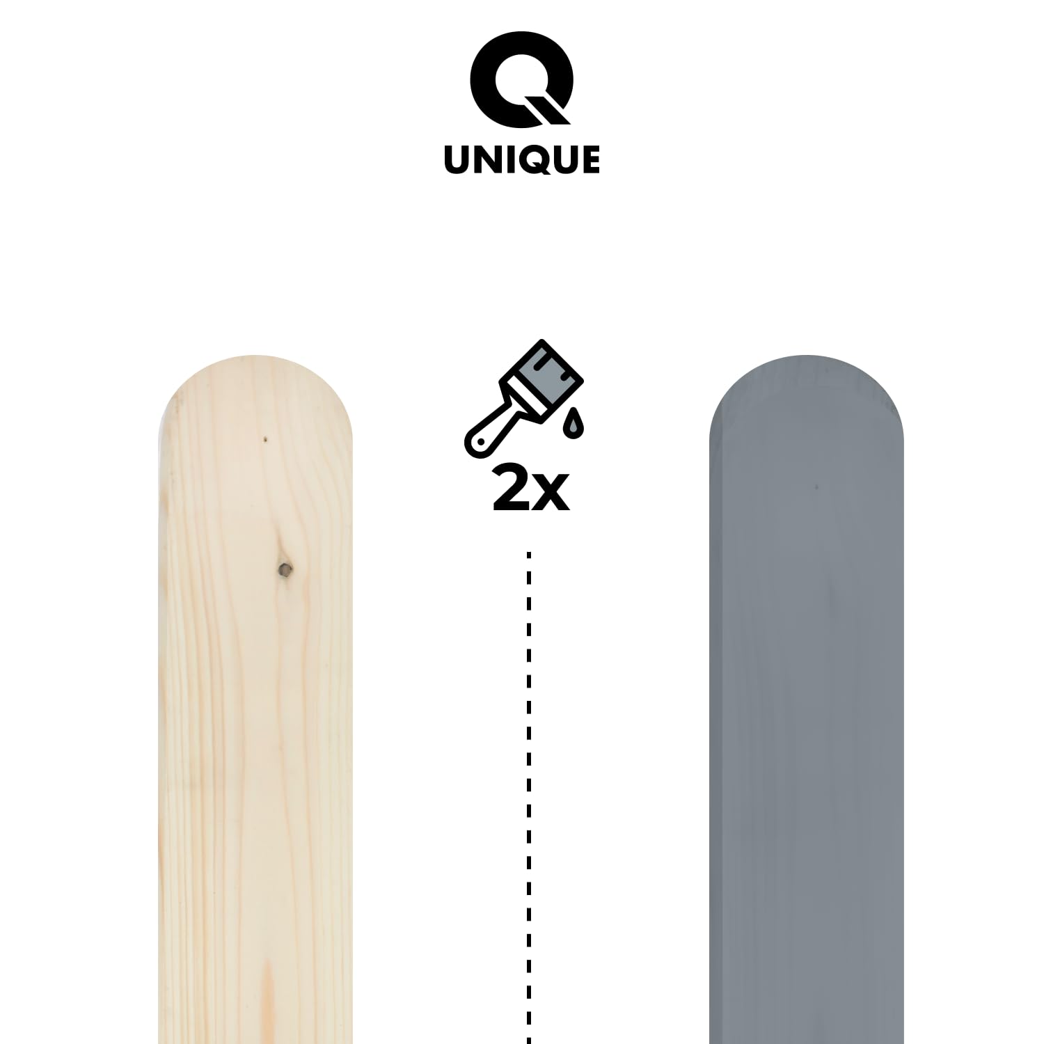 Q UNIQUE Deckende Holzfarbe Innen & Außen – Wasserbasierte Wetterschutzfarbe für Holz, MDF, HDF & OSB – UV-beständig, wetterfest – Für Gartenmöbel & Holzzaun – Hochglanz, Satin, Halbmatt