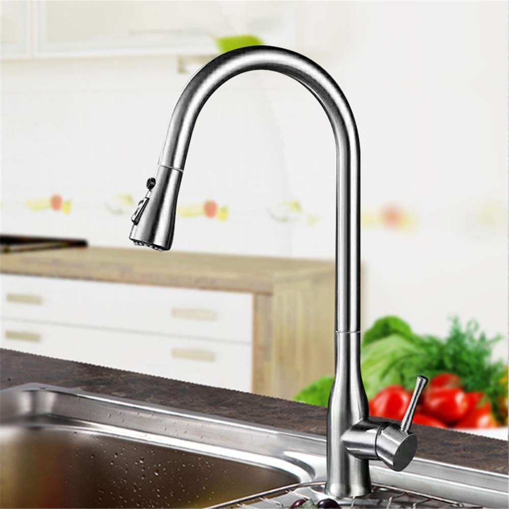 Robinet de cuisine en acier inoxydable 304 avec douchette extractible