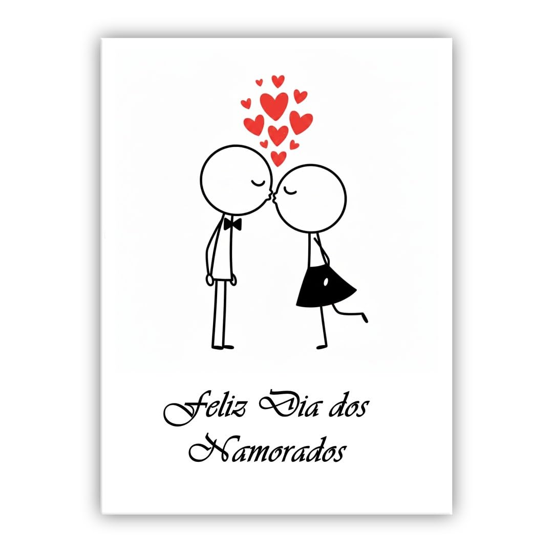 Multilingual Valentine’s Day Card – Cute Couple – Romantic Valentines Greeting Card for Husband, Wife, Boyfriend, Girlfriend (• Portuguese: Feliz Dia dos Namorados) — image 1