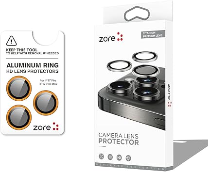 Zore Apple iPhone 17 Pro ve 17 Pro Max Zore CL-12 Premium Safir Parmak  zi B rakmayan Anti-Reflective Kamera Lens Turuncu