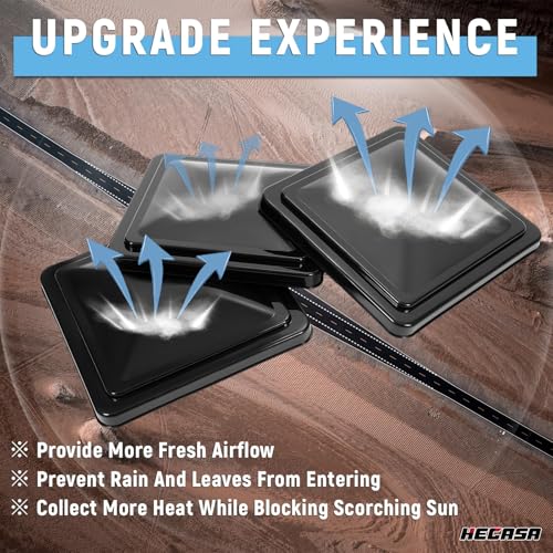 HECASA Black RV Roof Vent Cover 14" Compatible with Ventline Previous to 2008 and Elixir Vents Starting 1994 Vent Lid Plastic 3Pcs by HECASA - Image 5