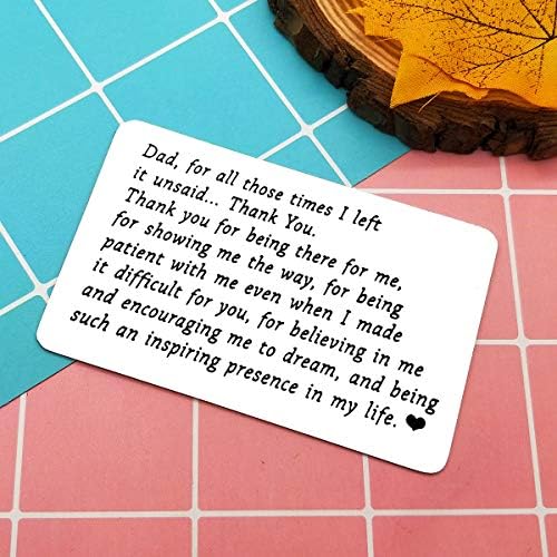 To My Dad Engraved Wallet Insert Card, Thank You Dad Gift,I Love You Dad,Best Dad Gifts for Men,Dad Birthday Fathers Day Gift from Kids,Dad Wallet Insert Love Note Card for Dad from Daughter/Son