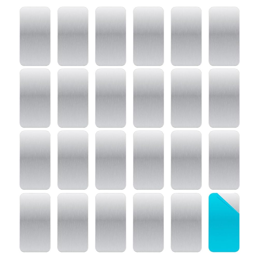 Rirue 24Pcs Adhesive Metal Plates For Magnetic Mounts, 2.36X1.18in Metal Strips With Adhesive For Non-Steel Vent Use