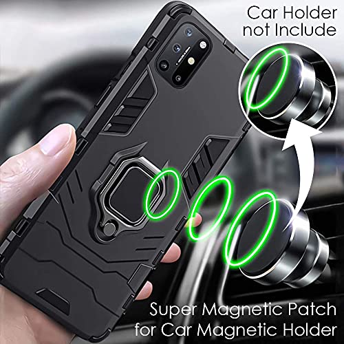 Image of WOW IMAGINE Shock Proof Back Case Mobile Cover for Realme 8 | 8 Pro | Bumper Back Cover Case (Tough Armor | Hybrid PC + TPU | Full Protection with Ring Holder & in-Built Kickstand | Black)