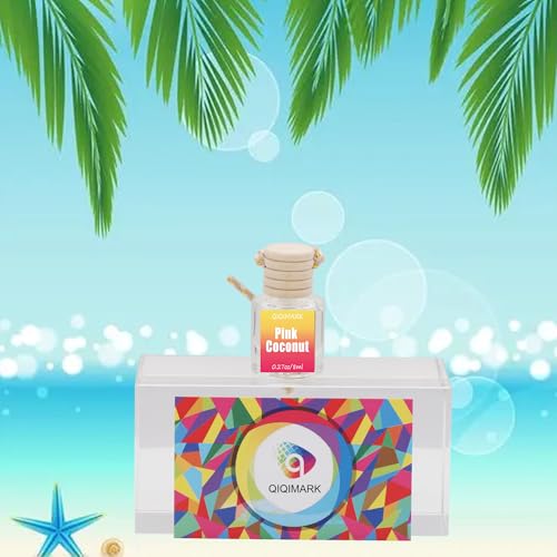 Image of Car Air Freshener Hanging, Essential Oil Diffuser for Car, Hanging Car Air Freshener, Long Lasting Automobile Aromatherapy Diffuser Bottle, Aromatic Bliss On the Go (2pcs Pink Coconut)