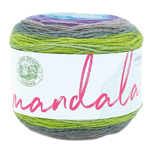 Image of Lion Brand Yarn, Mandala DK Lightweight Yarn for Knitting, Crochet, and Crafts, Ghidorah, 1 Pack, Self-Striping Acrylic Fiber for Baby Blankets, Multicolor Shawls and Variegated Cardigans