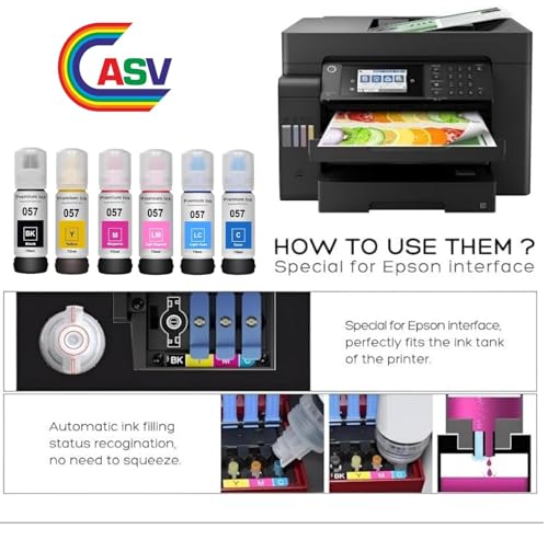 Image of ASV 057 Refill Ink for L8050, L18050, L8150W Printers, 70ml x 6 Bottles, C /M /Y /Bk /LC /LM