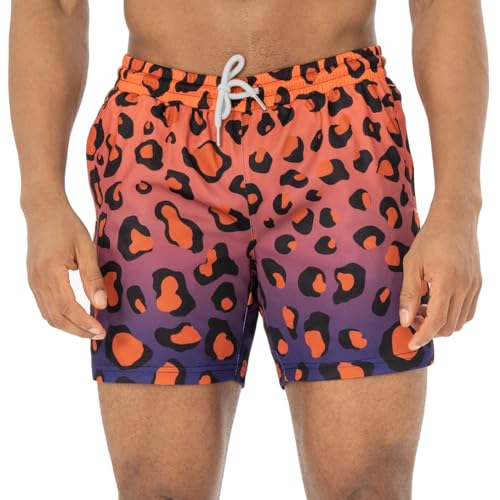 AIMPACT Men's Animal Graphic Print Shorts 5" with Pockets OrangepurpleM