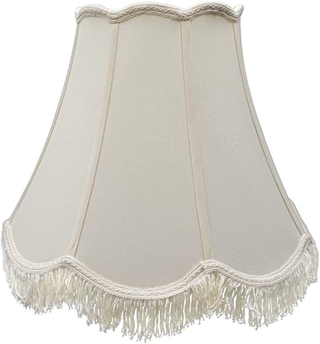 Campana festoneada de seda de 10 pulgadas con flecos (cáscara de huevo) Eggshell,Blanco