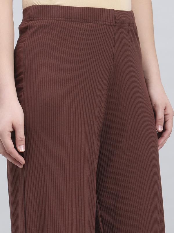 Image of GO COLORS Soft Rayon Blend Rib Palazzo Full Length for Women| Breathable, Mid Rise