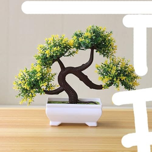 JOYDREAMDESIGN Neue künstliche Pflanzen Bonsai Kleiner Baum Topf gefälschte Pflanze Blumen Topf Ornamente für Zuhause Zimmer Tisch Pulp Pot Garten Dekor-Drache gelb