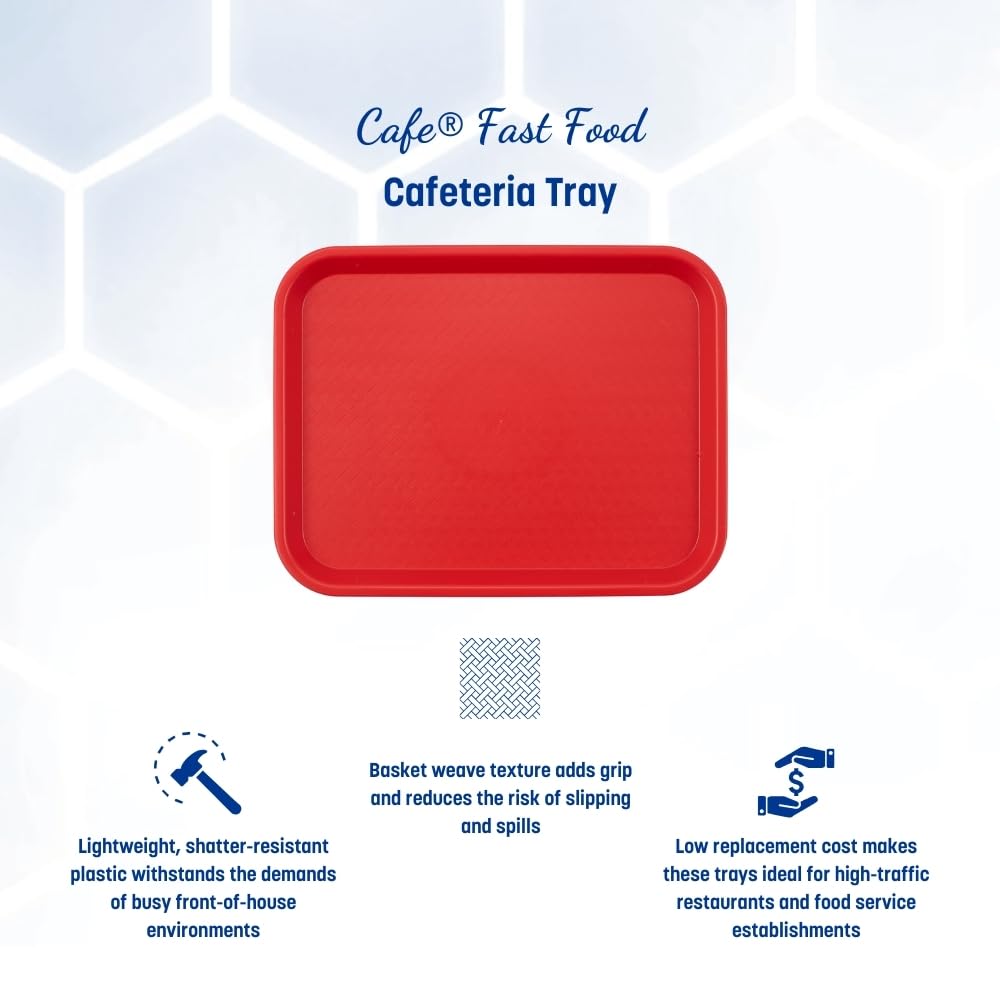 Carlisle FoodService Products CT101405 Bandeja de Plástico Estándar para Cafetería/Comida Rápida, Certificada NSF, Libre de BPA, 35X25 cm, Rojo (Paquete de 24)