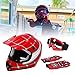 TCT-MOTORPARTS DOT Youth Kids Dirt Bike Full Face Helmets Motocross ATV Offroad Four Wheeler Helmet Red Spider Medium Size