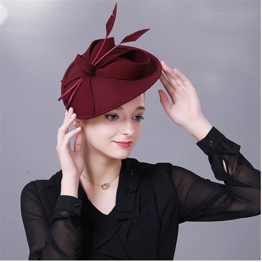 Amazon.com: YMGSCC Elegant Wool Black Fedora Hats for Women  display picture 2