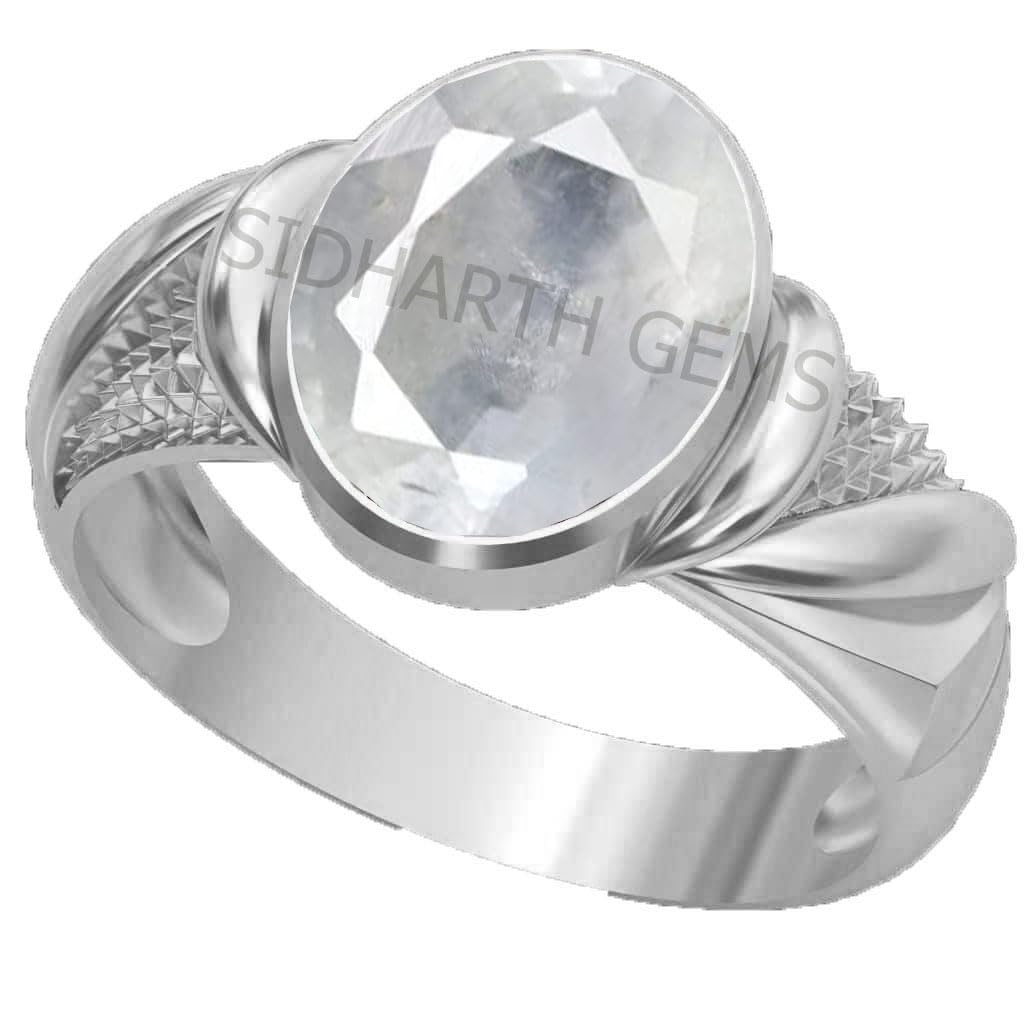 Anillo de plata ajustable de ratán con zafiro blanco que se adapta a tu medida 5
