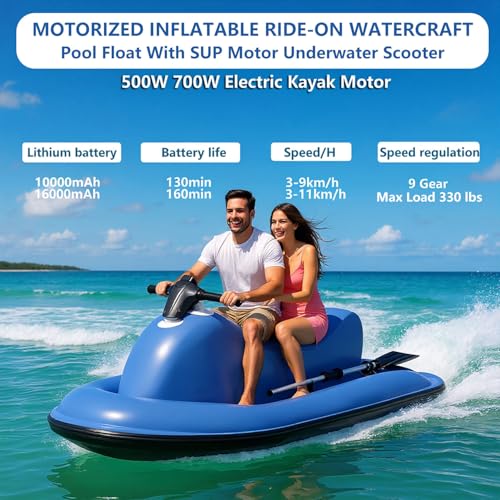 Miniatura 2 de Chhmaelove Moto De Agua Hinchable Con Motor Bolsa De Almacenamiento Para Propulsor - Moto Acuática Eléctrica De 150 Kg Para Adultos, Ideal Para Fiestas En La Piscina Y Deportes Acuáticos.,500w10a