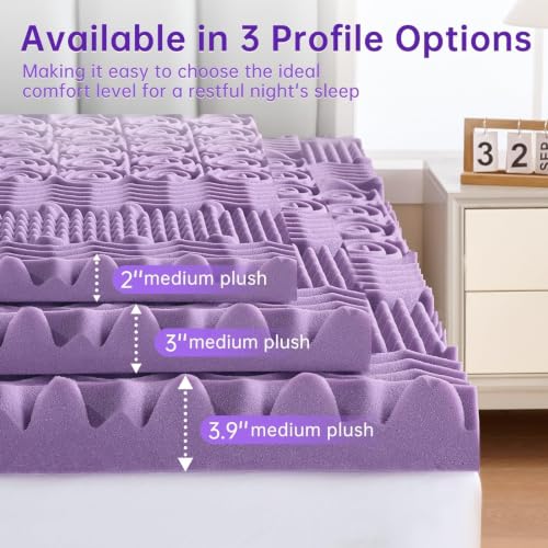 2 Inch 7-Zone Twin XL Mattress Topper, Egg Crate Memory Foam Mattress Pad by MUXHOMO - Used condition - Image 7